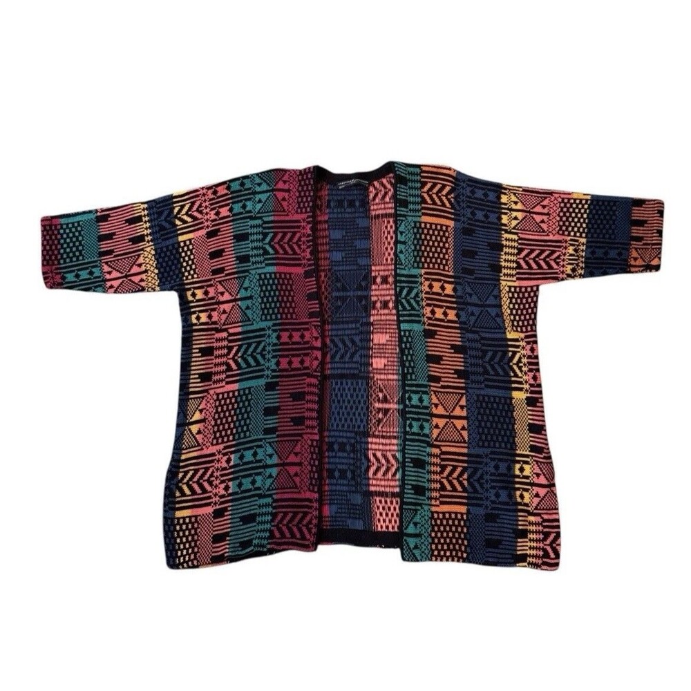 Peruvian Connection Cardigan Womens S Multi Color Pima Cotton Geometric